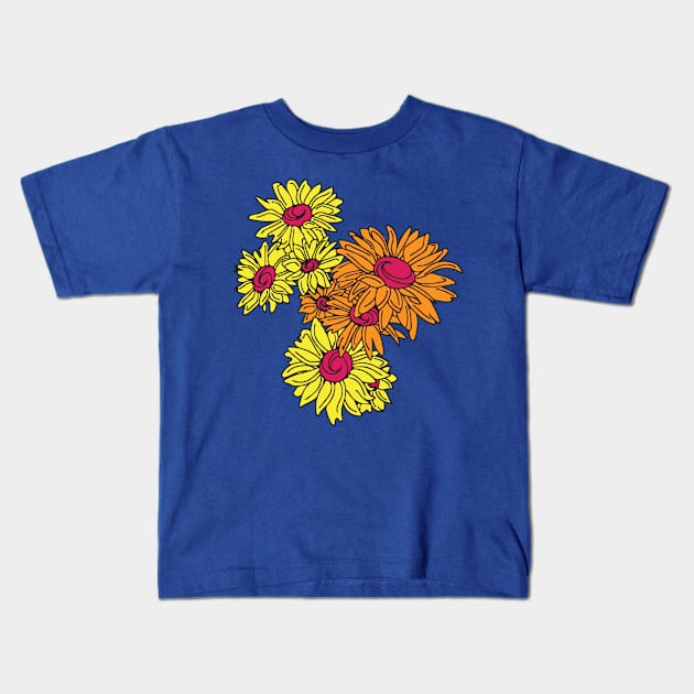 Sunny Flowers Kids T-Shirt by ColoringWithKristine